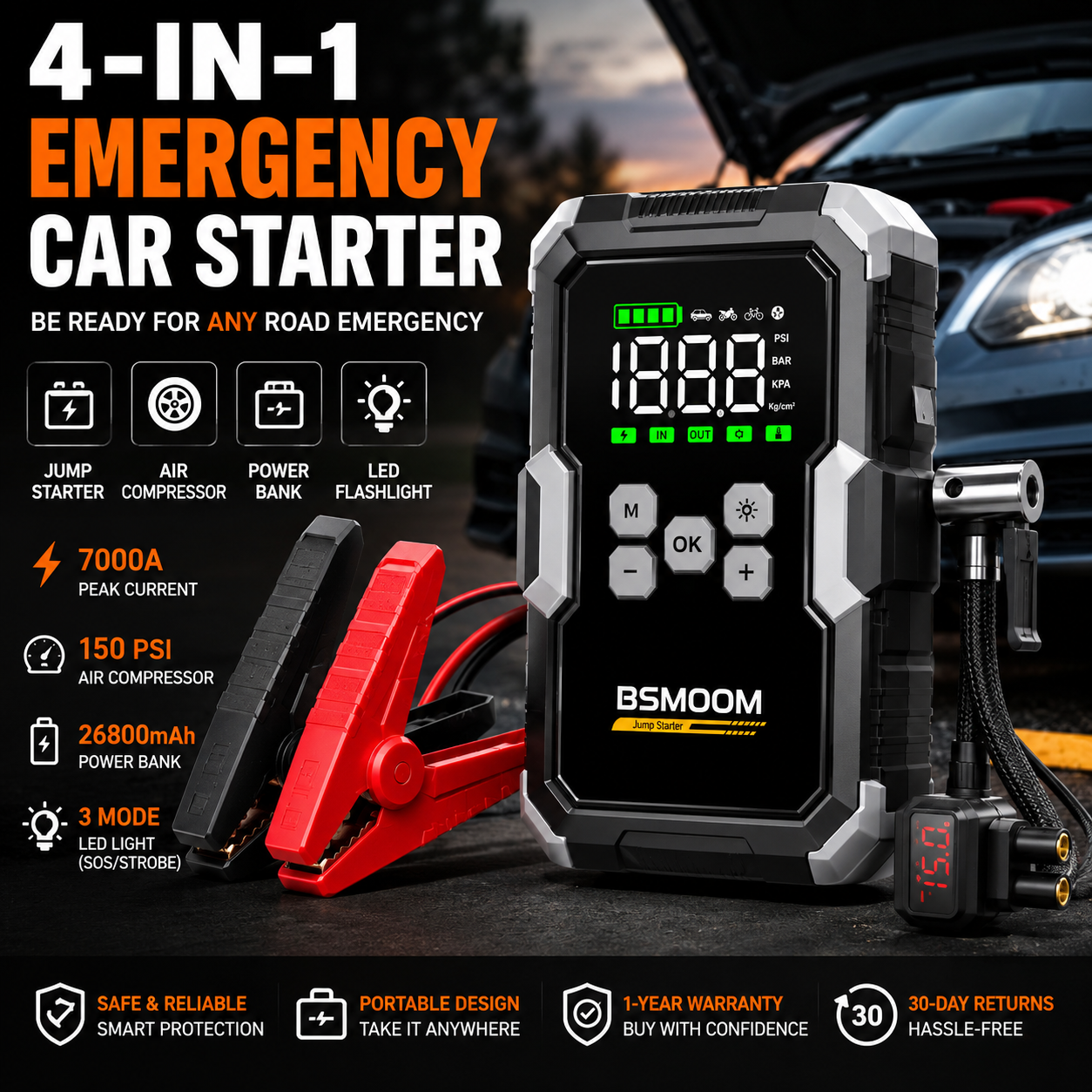 CarLux-Store™ 4-in-1 Notfall-Starthilfegerät